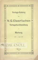 Order Nr. 48465 VERLAGS-KATALOG DER N.G. ELWERT'SCHEN VERLAGSBUCHHANDLUNG IN MARBURG.