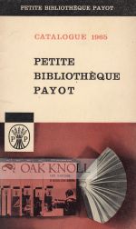 Order Nr. 48588 PETITE BIBLIOTHEQUE PAYOT: CATALOGUE GENERAL, 1965