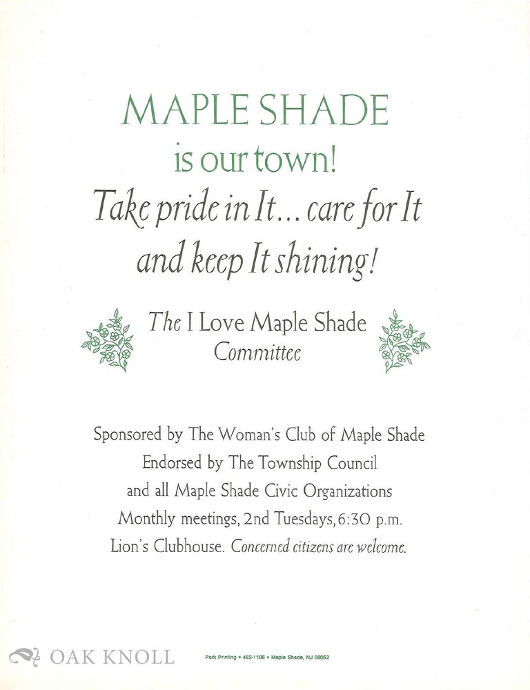 Order Nr. 48631 I LOVE MAPLE SHADE COMMITTEE.