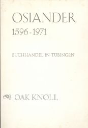 OSIANDER 1596-1971 BUCHHANDEL IN TUBINGEN. Konrad-Dietrich Riethmuller.