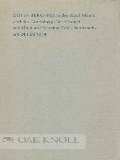Order Nr. 50676 GUTENBERG-PREIS DER STADT MAINZ UND DER GUTENBERG-GESELLSCHAFT VERLIEHEN AN...