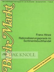 Order Nr. 50919 RATIONALISIERUNGSPRAXIS IM SORTIMENTSBUCHHANDEL. Franz Hinze