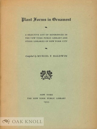 Order Nr. 51086 PLANT FORMS IN ORNAMENT. Muriel F. Baldwin