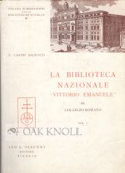 Order Nr. 51298 BIBLIOTECA NAZIONALE VITTORIO EMANUELE AL COLLEGIO ROMANO. Carini Dainotti, irginie