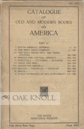 Order Nr. 51320 CATALOGUE OF OLD AND MODERN BOOKS ON AMERICA, PART II