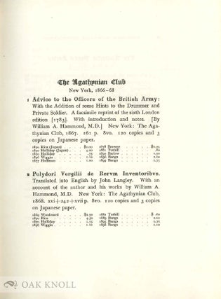 AUCTION PRICES OF AMERICAN BOOK-CLUB PUBLICATIONS 1857-1901.