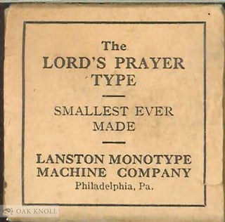 Order Nr. 51996 THE LORD'S PRAYER TYPE, CAST FROM A MATRIX ORIGINALLY ENGRAVED BY LANSTON