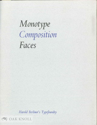 Order Nr. 52183 MONOTYPE COMPOSITION FACES. Monotype