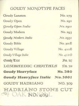 FREDERIC WILLIAM GOUDY, ART DIRECTOR TO THE LANSTON MONOTYPE MACHINE COMPANY 1920-1939, TYPOGRAPHIC COUNCIL 1939-1947.