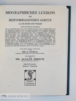 BIOGRAPHISCHES LEXICON DER HERVORRAGENENDEN AERTZE ALLER ZEITEN UND VOLKER.