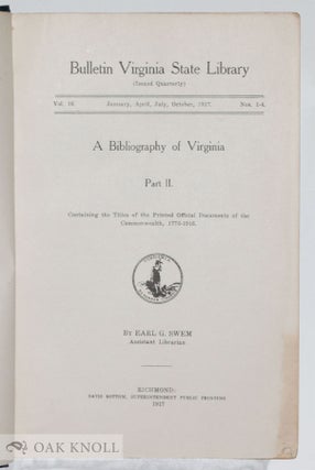 BIBLIOGRAPHY OF VIRGINIA.