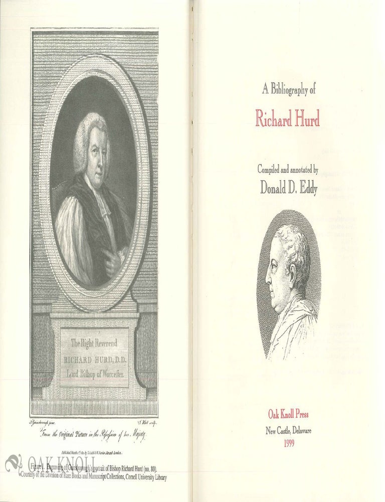 Order Nr. 55470 THE BIBLIOGRAPHY OF RICHARD HURD. Donald D. Eddy.