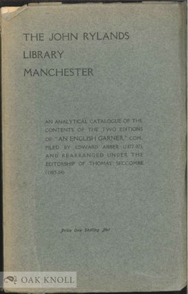 Order Nr. 56231 JOHN RYLANDS LIBRARY MANCHESTER: AN ANLYTICAL CATALOGUE OF THE CONTENTS OF THE...