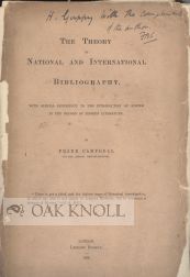 Order Nr. 56445 THEORY OF NATIONAL AND INTERNATIONAL BIBLIOGRAPHY. Frank Campbell