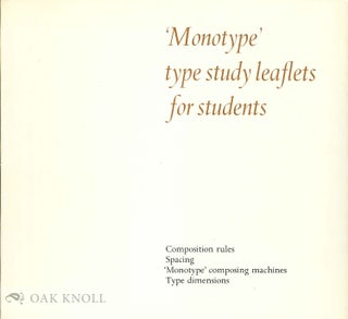 Order Nr. 56469 MONOTYPE' TYPE STUDY LEAFLETS FOR STUDENTS