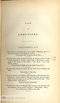 LIST OF ADDITIONS MADE TO THE COLLECTIONS IN THE BRITISH MUSEUM.