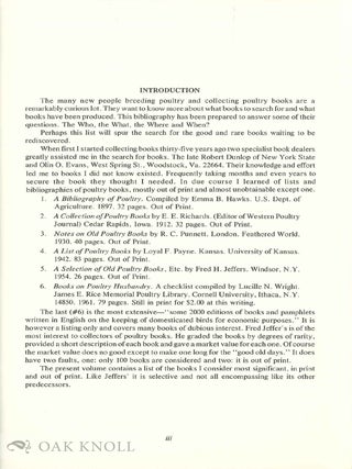 BOOKS ON POULTRY AND COCK-FIGHTING, A COLLECTORS BIBLIOGRAPHY.