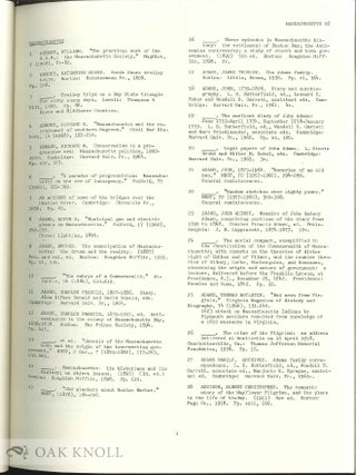 MASSACHUSETTS, A BIBLIOGRAPHY OF ITS HISTORY.