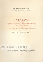Order Nr. 57414 CATALOGO DE LOS MATERIALES CODICOLOGICOS Y BIBLIOGRAPHICOS. Jose Maria Fernandez...