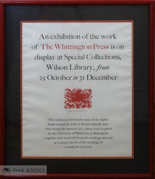 Order Nr. 57486 AN EXHIBITION OF THE WORK OF THE WHITTINGTON PRESS