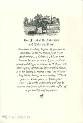 Order Nr. 57913 DEAR FRIEND OF THE ANDERSONS AND PICKERING PRESS
