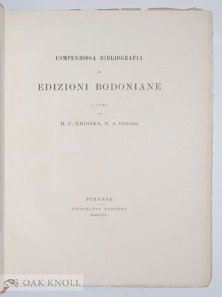 COMPENDIOSA BIBLIOGRAFIA DI EDIZIONI BODONIANE