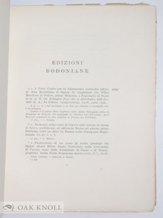 COMPENDIOSA BIBLIOGRAFIA DI EDIZIONI BODONIANE