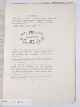 COMPENDIOSA BIBLIOGRAFIA DI EDIZIONI BODONIANE