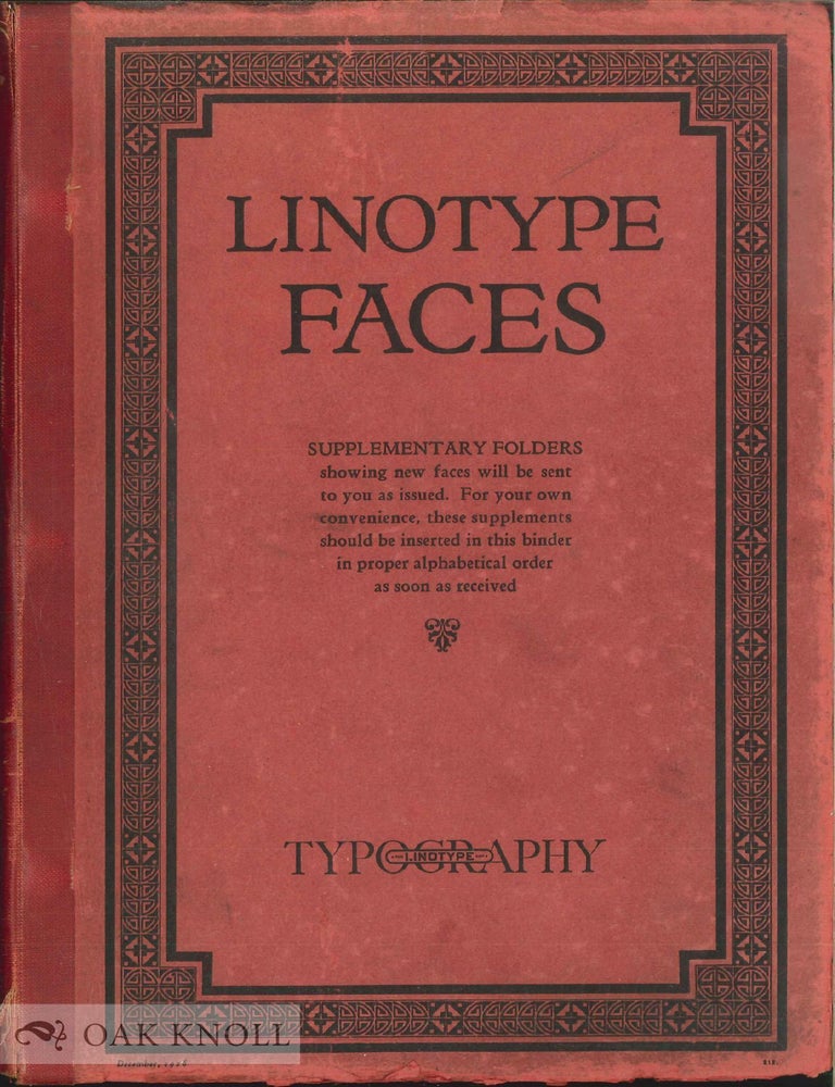 Order Nr. 58579 LINOTYPE FACES. Linotype.