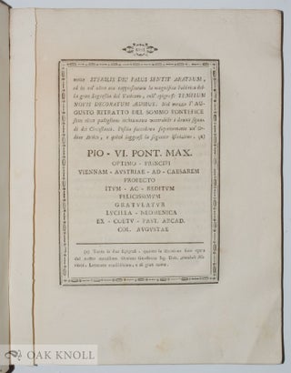 AL FAUSTO RITORNO DALLA GERMANIA DI PIO VI PONTEFICE MASSIMO.