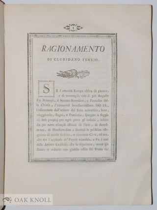 AL FAUSTO RITORNO DALLA GERMANIA DI PIO VI PONTEFICE MASSIMO.