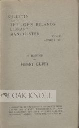 Order Nr. 59007 BULLETIN OF THE JOHN RYLANDS LIBRARY MANCHESTER, IN HONOUR OF HENRY GUPPY. H. B. Charlton.