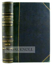 Order Nr. 59418 CATALOGUE OF THE NEW YORK STATE LIBRARY, 1872