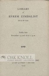 Order Nr. 59469 FIRST EDITIONS OF ENGLISH AND AMERICAN AUTHORS. LIBRARY OF EFREM ZIMBALIST