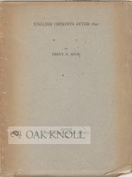 Order Nr. 59778 ENGLISH IMPRINTS AFTER 1640. Percy H. Muir