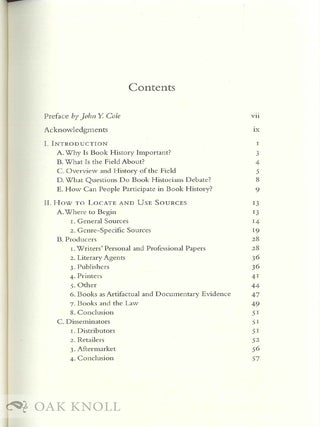 HANDBOOK FOR THE STUDY OF BOOK HISTORY IN THE UNITED STATES.