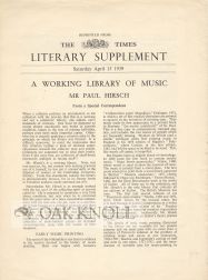Order Nr. 59817 WORKING LIBRARY OF MUSIC: MR PAUL HIRSCH. Percy H. Muir