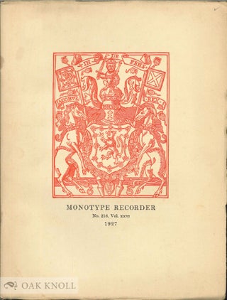 Order Nr. 61880 THE MONOTYPE RECORDER. VOLUME XXVI. NO. 218