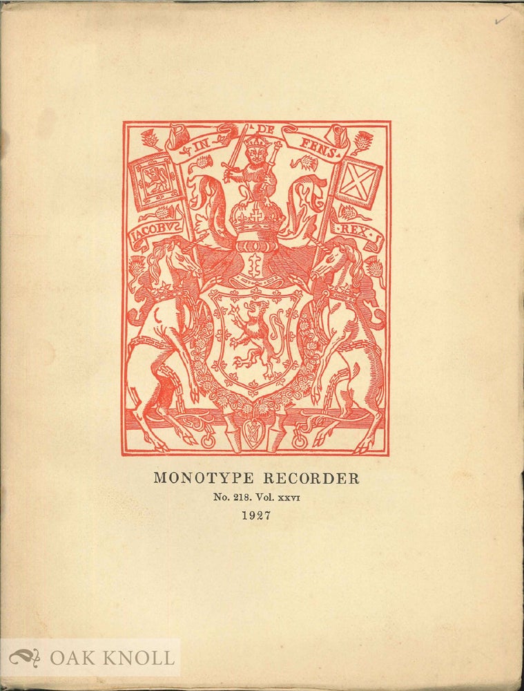Order Nr. 61880 THE MONOTYPE RECORDER. VOLUME XXVI. NO. 218.