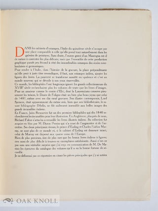 CATALOGUE D'UNE COLLECTION D'ANCIENS LIVRES À FIGURES ITALIENS APPARTENANT À TAMMARO DE MARINIS