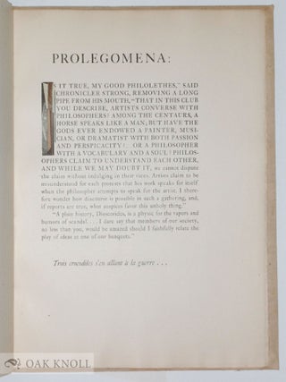 N'EN PARLONS PLUS!, EXCERPTS FROM DIVERS PAPERS & CHRONICLES OF THE ARTS CLUB, 1937-1938.