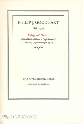 EULOGY AND PRAYER DELIVERED BY DR. GOLDENSON AT TEMPLE EMANU-EL NEW YORK, APRIL 28, 1944.