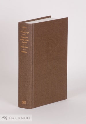 Order Nr. 63366 INDEX TO THE PROCEEDINGS OF THE AMERICAN ANTIQUARIAN SOCIETY 1812-1961. Clifford...