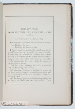 CATALOGUE OF AN EXHIBITION OF NINETEENTH CENTURY BOOKBINDINGS.