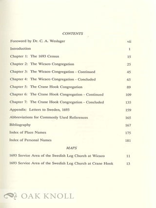 1693 CENSUS OF THE SWEDES ON THE DELAWARE. FAMILY HISTORIES OF THE SWEDISH LUTHERAN CHURCH MEMBERS RESIDING IN PENNSYLVANIA, DELAWARE, WEST NEW JERSEY & CECIL COUNTY, MD. 1638-1693.