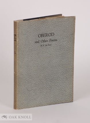 Order Nr. 68394 OBEROD AND OTHER POEMS. P. F Du Pont