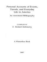 Order Nr. 69164 PERSONAL ACCOUNTS OF EVENTS, TRAVELS, AND EVERYDAY LIFE IN AMERICA: AN ANNOTATED...
