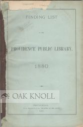 Order Nr. 69176 FINDING LIST OF THE PROVIDENCE PUBLIC LIBRARY, 1880