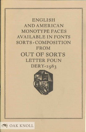 Order Nr. 69347 ENGLISH AND AMERICAN MONOTYPE FACES AVAILABLE IN FONTS, SORTS, OR MACHINE...