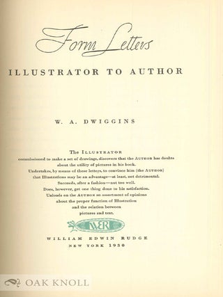 FORM LETTERS, ILLUSTRATOR TO AUTHOR